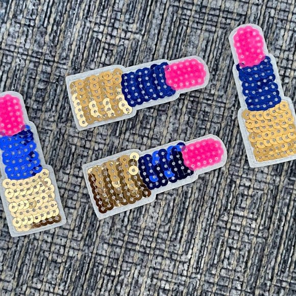 Lip stick Patches Multi color Sequins Iron On Patches Lot of 4 patches for craft - Picture 5 of 9